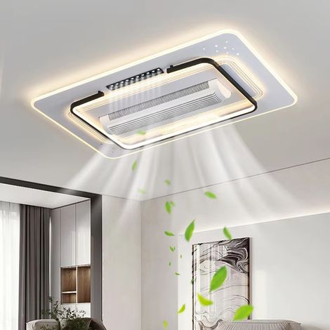 LEDANDER Ventilateur de plafond moderne sans pales avec éclairage LED, 3 couleurs dimmables, télécommande — Luminaire-ventilateur extra-plat pour salon, chambre et cuisine-106x66CM