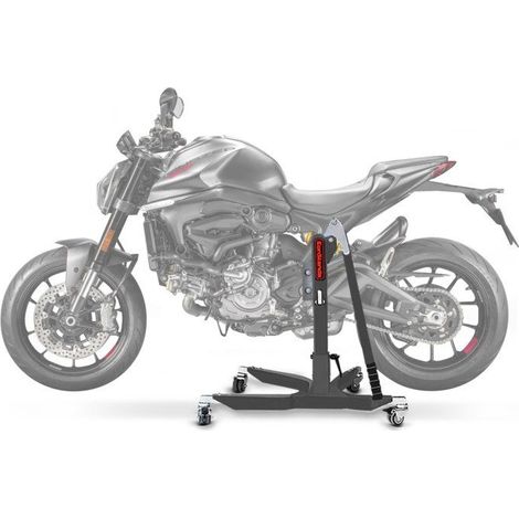 Béquille d'atelier centrale - CONSTANDS - Ducati Monster 937 21-25 - Kit plaque d’adaptation - Capacité 300 kg - Pliable