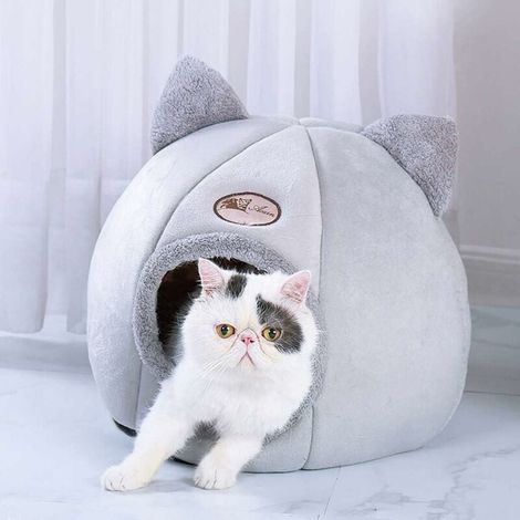 Coussin doux pour chat et chien – Coton PP résistant et imperméable – 40 x 40 x 40 cm – Antidérapant et désodorisant – Gris (1/3)