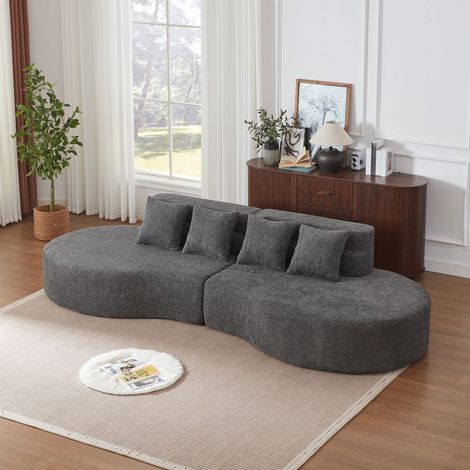 Canapé modulaire en mousse 310CM, canapé combinable en 2 pièces sans cadre, 100% mousse à mémoire de forme haute densité, revêtement teddy fleece amovible et lavable, canapé moderne minimaliste (1/3)