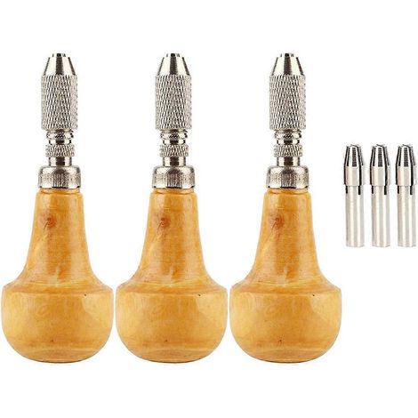 Ensemble de 3 étaux à broches avec mandrin de précision, poignées en bois et acier inoxydable pour la fabrication de bijoux, la gravure et le travail des métaux. (1/5)
