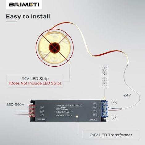 Transformer 220V 24V LED Driver 200W Ultra Thin Transfo 8.3A Power Adapter, 220V AC to Converter, Low Voltage Constant Supply (1/2)
