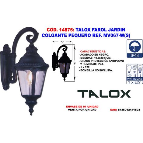 Lanterna da giardino pensile Talox piccola Rif. MV067-W(S)
