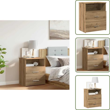 Nachttisch Artisan-Eiche 50x32x60 cm Holzwerkstoff - Nachttisch - Nachttische - Schrank - Nachtschrank (1/5)