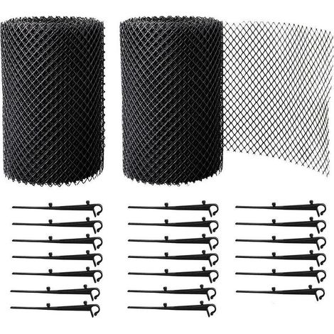 Grille de Protection Gouttière Durable PP 12m Largeur 15cm avec 20 Crochets Fixation Anti-Feuilles (1/4)