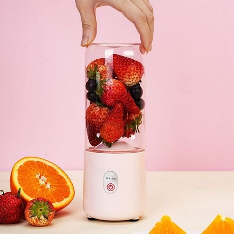 Blender portable, mini blender personnel 500 ml, extracteur de jus de voyage, gobelet mélangeur, blender à smoothies, rechargeable par USB, extracteur de jus de fruits portable pour les voyages (1/5)