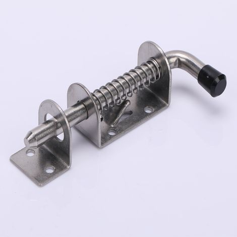 2 Stück Federriegelstift, Türtor-Federriegelschloss aus Edelstahl 304 für Scheunen, Garagen, Gartenschuppen, Schränke, Anhänger, 128 mm, Silber