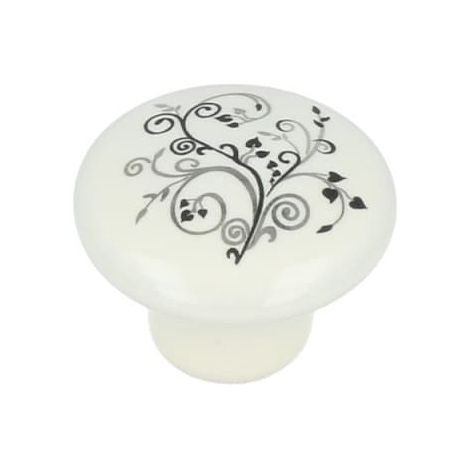 Möbelknopf shabby chic Kommodenknopf Porzellan Weiß 36mm Schubladenknopf (1/4)