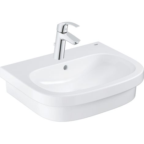 Vasque à poser GROHE Euro Ceramic 60cm + Mitigeur lavabo M GROHE Eurosmart avec vidage Chromé (1/5)