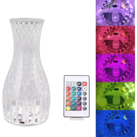 Stimmungsleuchte aus Kristall, Touch-Nachtlicht, dekorative Nachttischlampe für Zuhause mit TikTok-Rosenblütenlicht und -schatten, 16 RGB-Farben, Fernbedienung + Touch, wiederaufladbar. (1/5)