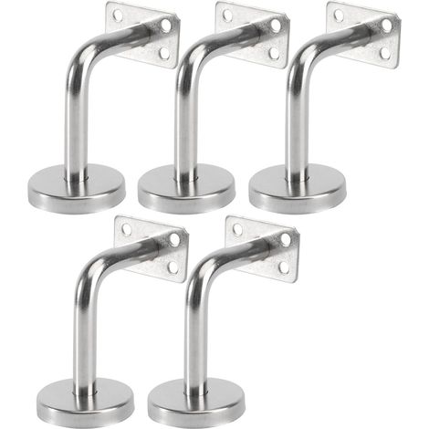 Lot de 5 supports de rampe d'escalier en acier inoxydable pour rampe murale 6 x 8 x 5 cm (1/5)