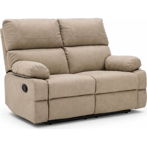 Divano "Cassiopeia" con doppio recliner manuale e rivestimento in tessuto per interno -3 posti / Beige (1/4)
