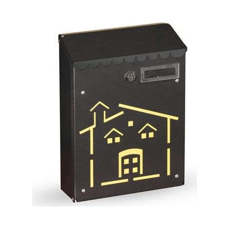 Pulverbeschichteter anthrazitfarbener Briefkasten h 29 cm wandmontiert -Kleine Haus (1/5)