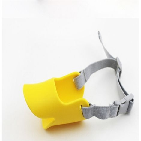 Bocca per cani regolabile, design a bocca d'anatra chiusa in stile ciarlatano, maschera protettiva carina, ferma-morsi abbaiati, alta qualità, giallo medio (1/5)