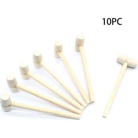 Set di 10 mini martelli, martello in legno, giocattolo per bambini, martello ovale, strumento per battere, martello giocattolo in legno naturale, martello per frutti di mare e conchiglie (1/5)