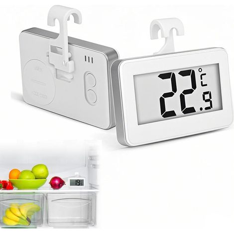 2 Stück Mini-Digital-Kühlschrankthermometer, wasserdichtes Thermometer, digitales Kühlschrankthermometer für Gefrierschrank mit Haken, gut lesbares LCD-Display, ideal für Zuhause und Büro