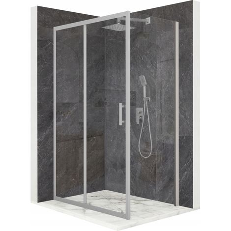 Cabine de douche - 120 x 90 x 195 cm - portes coulissantes - verre de sécurité trempé 6 mm - finition chromée (1/5)