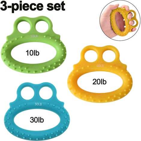 Hand Grip Trainer - Silicone Squeeze Ball - 3 Resistance Levels 10 20 30 Lb - Finger Strengthener for Rehabilitation and Fitness - Set of 3 (1/5)