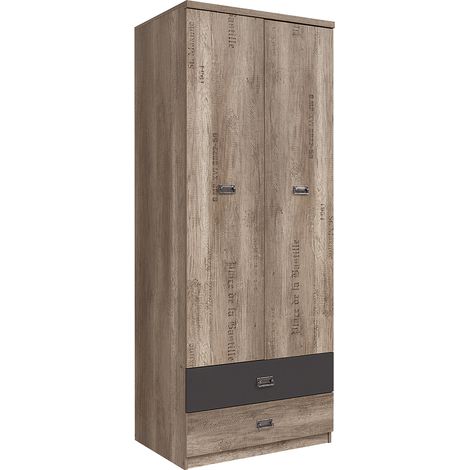 Armadio 2 ante 2 cassetti Abel marrone e grigio 205cm