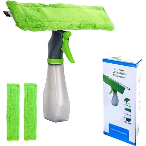 Raclette 3 en 1 200 ml avec fonction pulvérisateur, nettoyage de fenêtre avec pulvérisateur, nettoyant pour vitres, microfibre amovible (1/5)