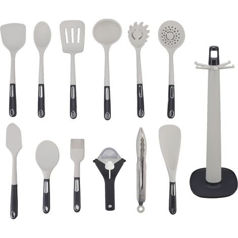 Ensemble de 12 ustensiles de cuisine en silicone avec support suspendu, cuillère à soupe, spatule, kit d'ustensiles de cuisine, accessoires de cuisine (1/5)