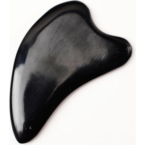 Tavola Gua Sha in giada cristallina per la cura della pelle, la pulizia del viso, il massaggio alla schiena, la terapia di rilassamento e il trattamento dei punti trigger (ossidiana nera) (1/4)