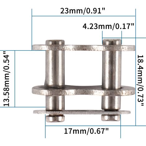 Replacement of 428 chain main link for ATV off-road vehicles and go-karts.