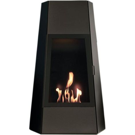 Tecno Air System – Bio-cheminée au sol Shanghai Noir 3 kW – hauteur 121 cm – structure acier avec vitre de protection – brûleur amovible (1/4)