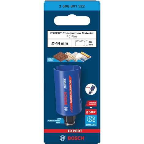 Bosch EXPERT Lochsäge Construction Material Power Change Plus, 44 x 60 mm