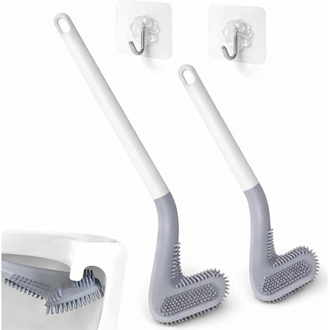 Lot von 2 Toilettenbürsten aus Silikon – flexible WC-Brosse – Accroches Murales – Design Moderne – 2 Pièces (1/5)