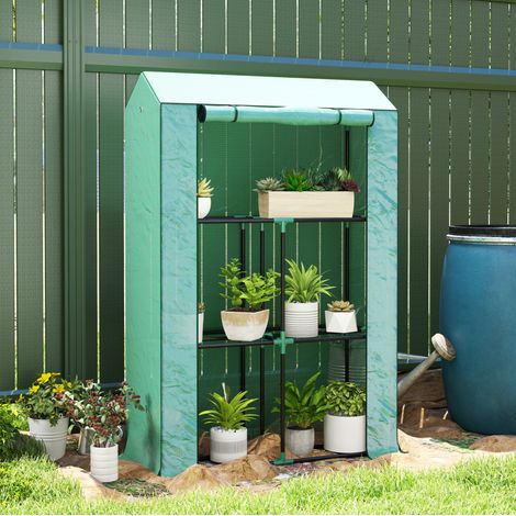 Mini serre 100x40x150 cm en acier verte avec étagères, pour balcon, gain de place – MEUBLIV (1/5)