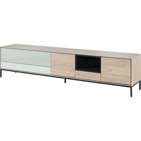 mobile TV in legno di Acacia 240x45x55 grigio-bianco laccato CHICAGO 03
