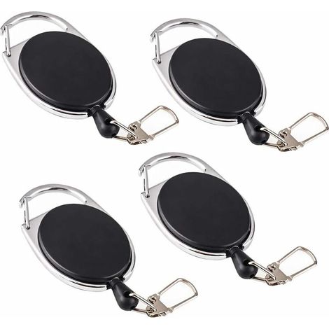 Green Mobility-Lot de 4 Porte-clés de sécurité avec cordon rétractable très résistant en nylon pour clip de ceinture élastique, noir pour homme (1/5)