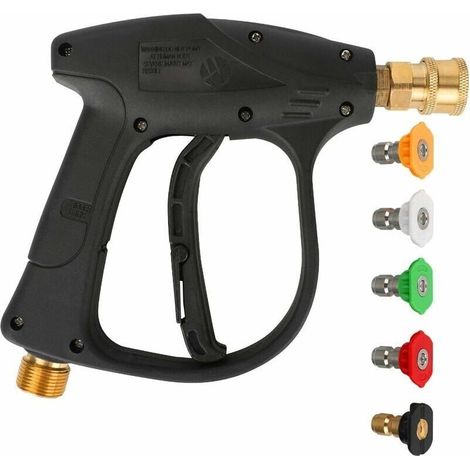 Distributeur de Savon Lance en Mousse pour Pistolet à Mousse Réglable, Pistolet de nettoyeur haute pression, poignée de pistolet de nettoyeur haute pression 4350 PSI avec buse de laveuse- (1/5)