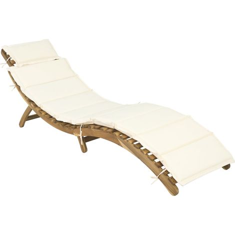 Sonnenliege aus Holz inkl. Kissen "Jakarta" - Beige