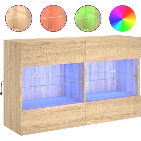 Maison Exclusive - TV-Wandschrank mit LED-Leuchten Sonoma-Eiche 9 (1/5)