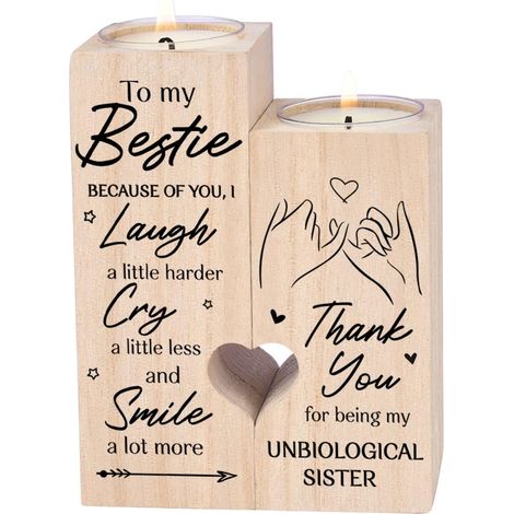 Portavelas - Madera de Pino Sin Tratar - Forma de Corazón - Set de 2 Piezas con Profundidad Visual - Para Decoración del Hogar y Día de San Valentín (1/5)