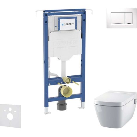 Geberit Duofix - Set bâti-support, cuvette et abattant Tece One, plaque de déclenchement Sigma20, Rimless, SoftClose, blanc/chrome brillant SANI11CT3105 (1/5)
