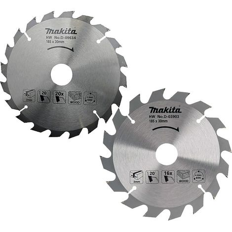 Makita – Lot de 2 lames carbure pour bois dur Ø185mm – 30 dents – Compatible scies circulaires – Coupes nettes et précises (1/4)