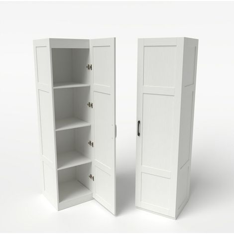 Armoire de rangement blanche 4 niveaux 150 cm en bois, étroite avec tablettes spacieuses et anti-basculement pour cuisine et salon (1/3)