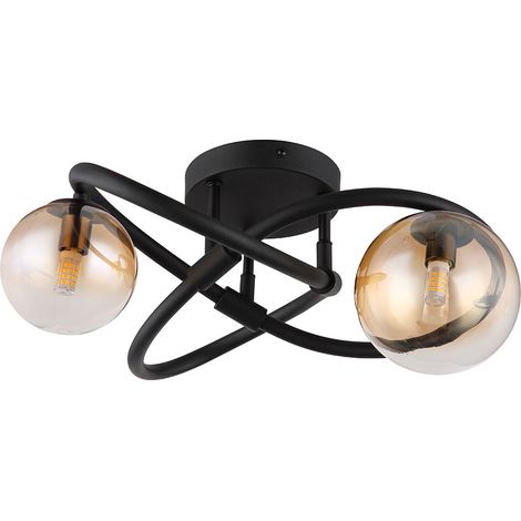 Globo - plafonnier - Tuberius - noir - verre métal - Ø 41cm - G9 (1/4)