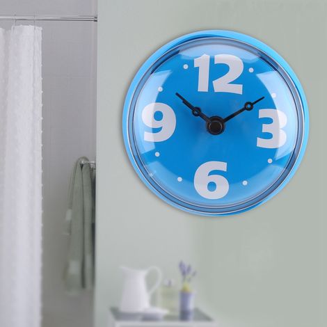 Miroir mural étanche à ventouse pour fenêtre, horloge de douche, accessoires de salle de bain bleus (1/5)
