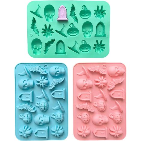 Juego de 3 moldes de silicona antiadherentes para Halloween (1/5)