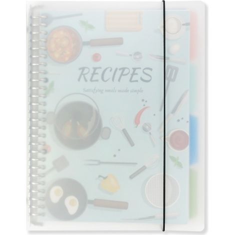 Carnet de recettes bleu clair, classeur à faire soi-même pour 160 recettes, personnalisable, cuisine maison (1/5)