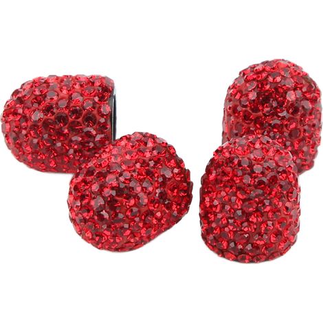 Lot de bouchons de valve Bling 15 mm pour pneus, universels pour voitures et motos, rouges (1/5)