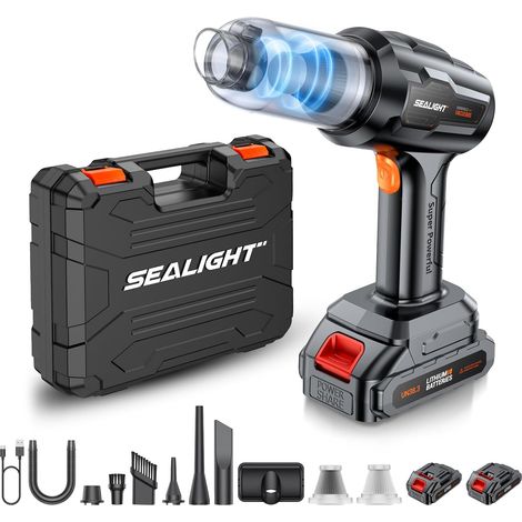Aspirateur à Main, 35000Pa Aspirateur Voiture sans Fil avec 2 Batteries Rechargeables, 9-en-1 Mini Aspirateur, Moteur sans Balai, pour Les Poils d'animaux, Voiture, Maison (1/5)