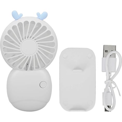 Mini ventilateur portable rechargeable USB, vitesse réglable, petit ventilateur de bureau blanc à motif dessin animé-AquaForge (1/5)