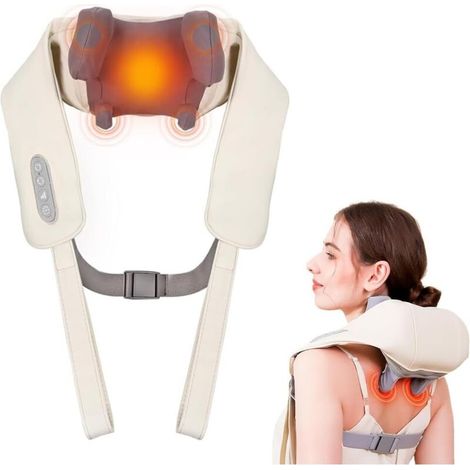 6D Nackenmassagegerät. Kabelloses Rücken- und Nackenmassagegerät mit Knetmassage. Zwei Wärmestufen und waschbarer Bezug. Für Nacken, Rücken, Beine und Schultern. Geschenkidee für Männer und Frauen.