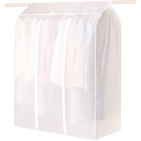 Housse de vêtement anti-poussière et sac de rangement avec fermeture éclair (90 x 100 x 50 cm) - Sac à vêtements respirant tridimensionnel avec fenêtre transparente (1/5)