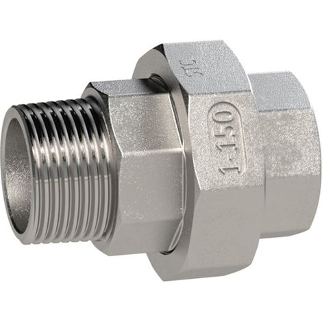 Riegler lösbarer Doppelgewindenippel, flachdicht., G 1, I/A, SW 54, ES 1.4408